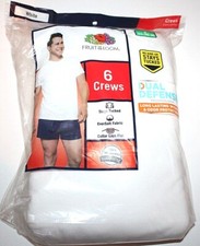Fruit of the Loom Men's White Tag Free Crew Neck 6-Pack Shirts Shirt Small