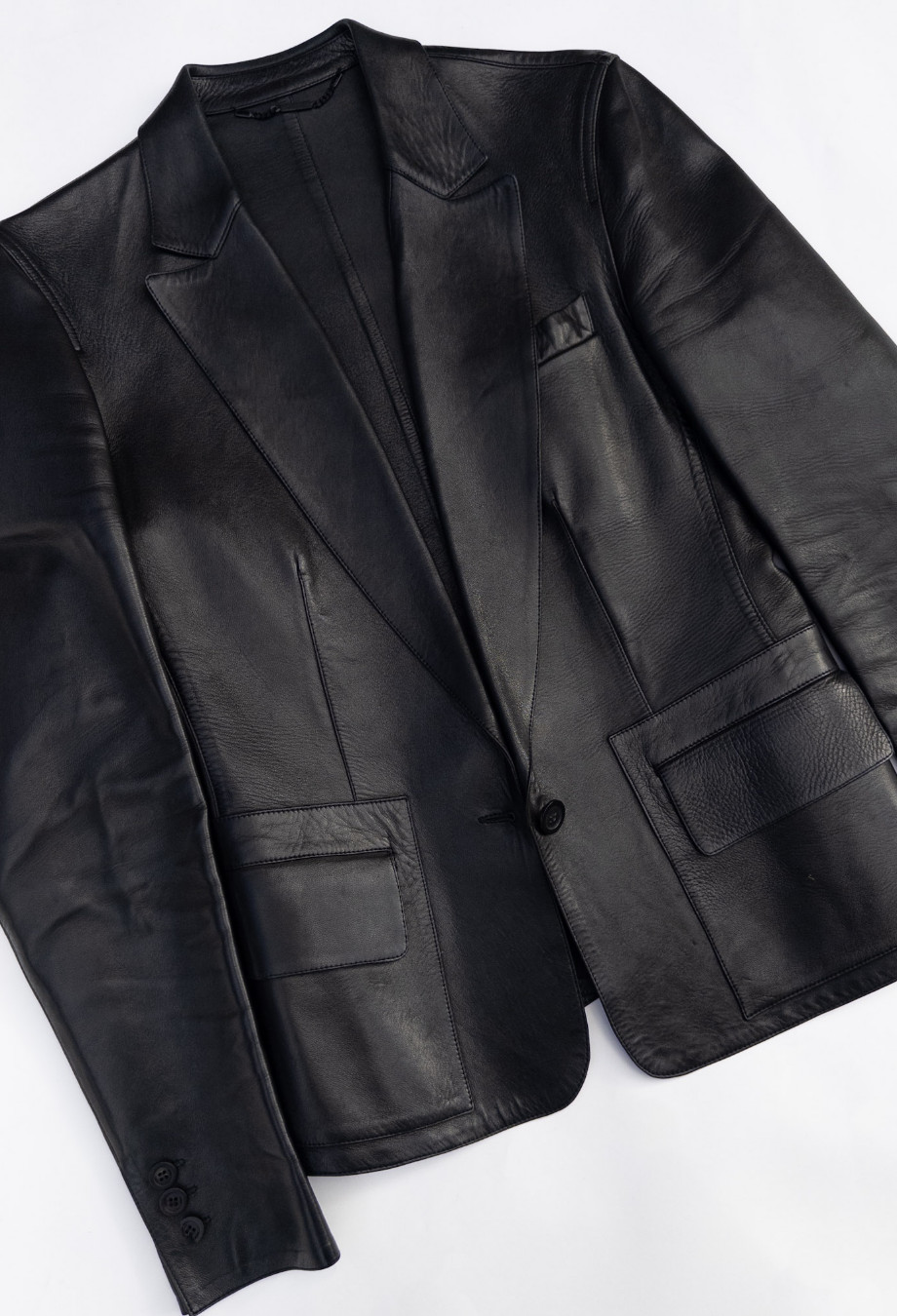 Gucci x Tom Ford RARE Vintage Black Leather Blazer Jacket image 5