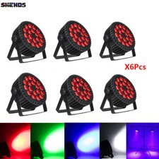 SHEHDS 6Pcs 18x18w LED Flat Par Light LED Stage Light RGBWA UV Party DJ Disco