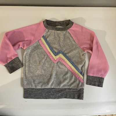 Miki Miette sweatshirt 12 months Lightning Bolt Terry Grey Pink