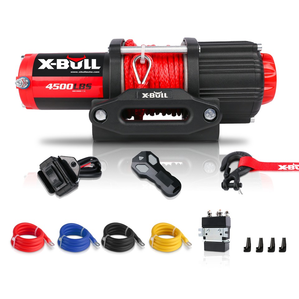 XBULL Electric Winch 4500lbs 12V Synthetic Rope for Towing Truck ATV