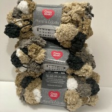 Red Heart Pomp A Doodle Jumbo Yarn Granite Pom Pom Brown Black White 3 Skeins