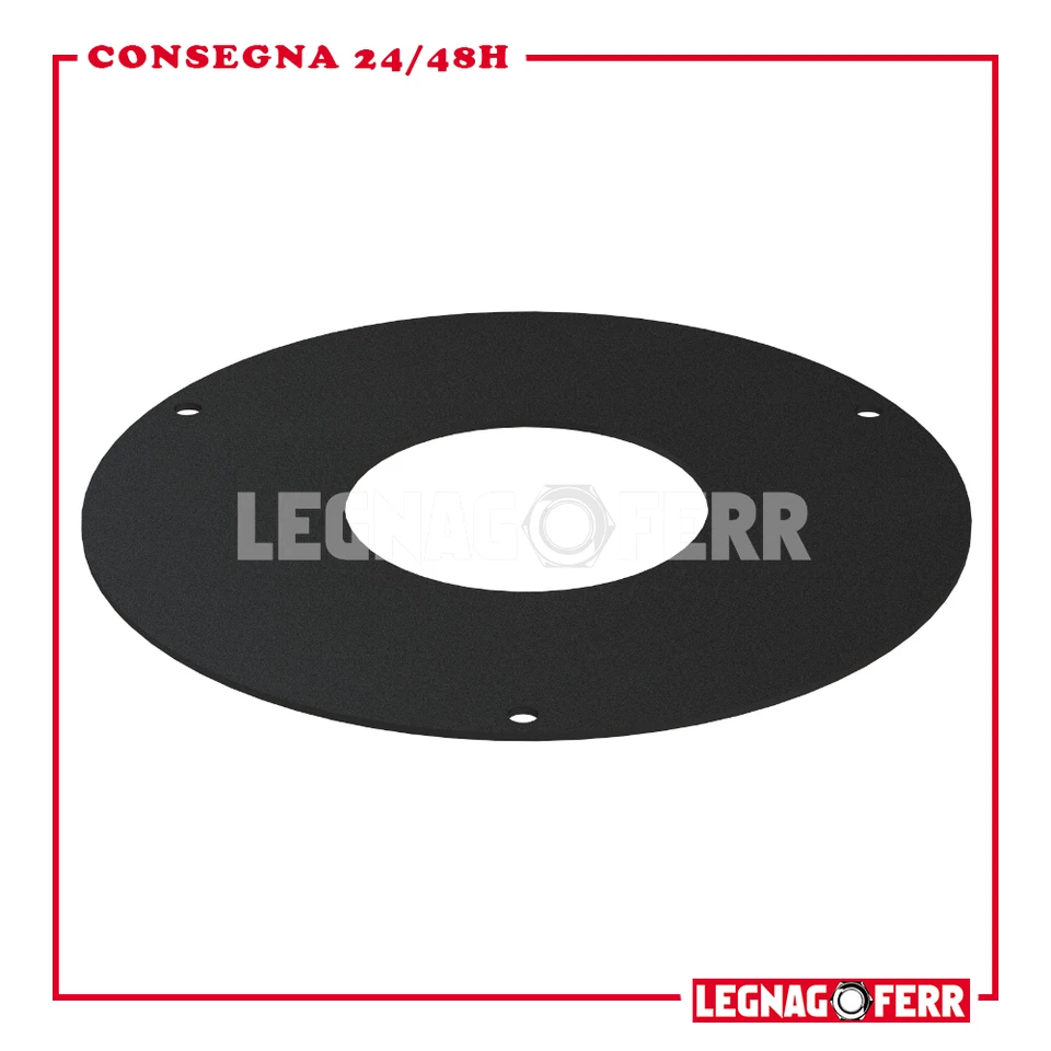 Rosone Piatto 3 Fori Acciaio Nero Pellet Apros D.Interno 80mm/Esterno 200mm ROS3