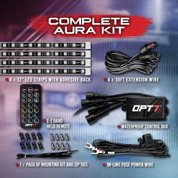OPT7 Aura LED Lighting Kit for Grille 4pc 12" Multi-Color Strips - Image 2 of 4
