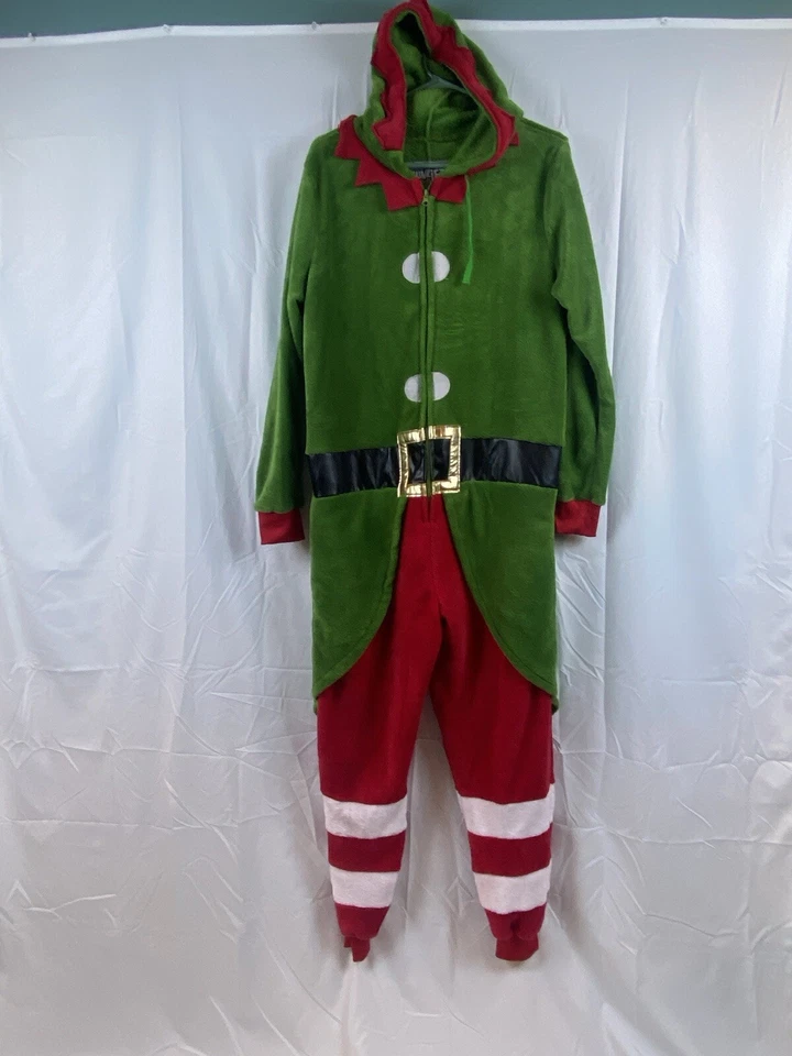 Funziez! Traje de felpa polar Navidad elfo unión de una pieza adulto pequeño Foto 2 de 4