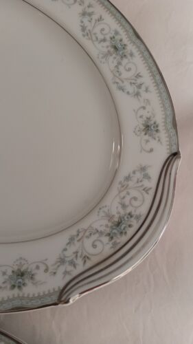 Noritake Colburn Platter, Gravy Boat & (12) 5-1/2"Bowls SET Gray/Blue Platinum - Picture 2 of 14