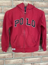 Polo Ralph Lauren Hoodie Boys Size 6 Full Zip Sweatshirt Red POLO Pockets