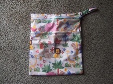Large jungle animals cloth diaper wet bag two pockets new