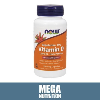 NOW Foods Vitamin D 1000 IE hochpotent | strukturelle Unterstützung | 120 pflanzliche Kapseln