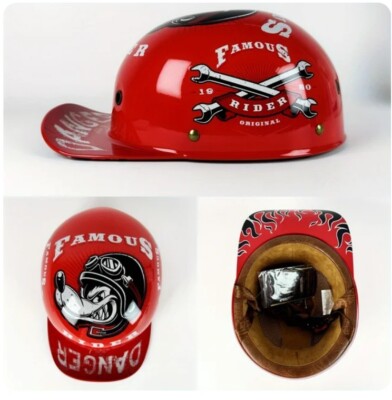 Retro Half Face Baseball Cap Style Moto Helme