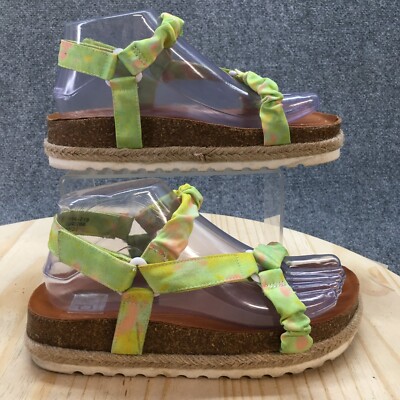 DV Dolce Vita Sandals Youth 5 Costa Ankle Straps Green Faux Leather Casual Open