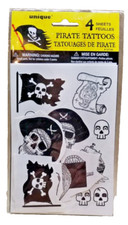 Pirate Tattoos Apparel Accessories Temporary Tattoos Unique 4 Sheets Pirate