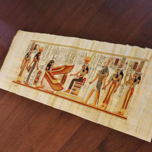 Huge Handmade Papyrus Egyptian "Goddess Queen ISIS" Art Painting..32"x12" Inches