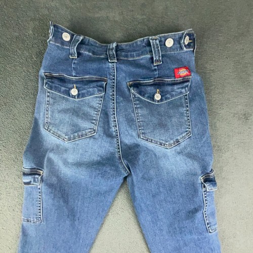 Dickies Pants Girls 5x27 Blue Denim Cargo Tapered - Picture 9 of 10