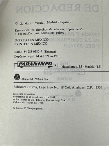 Curso de redaccion, G. Martin Vivaldi 1981 - Picture 8 of 9