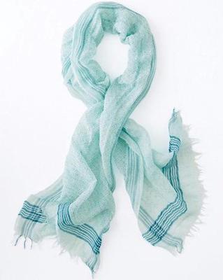 eileen fisher accessories NWT Eileen Fisher Jewel Linen Cotton Printed Scarf Wrap w/ Fringe Spr