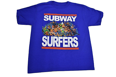 Subway Surfers Youth Boys Mobile Video Game Blue Tee Shirt NWT S (6-7)