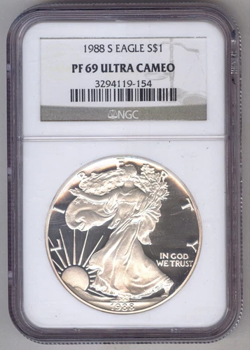 1988-S AMERICAN SILVER EAGLE 1 OUNCE .999 FINE SILVER NGC PF 69 ULTRA CAMEO