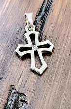 Retired James Avery Diamond Silver Cross Pendant PRETTY!