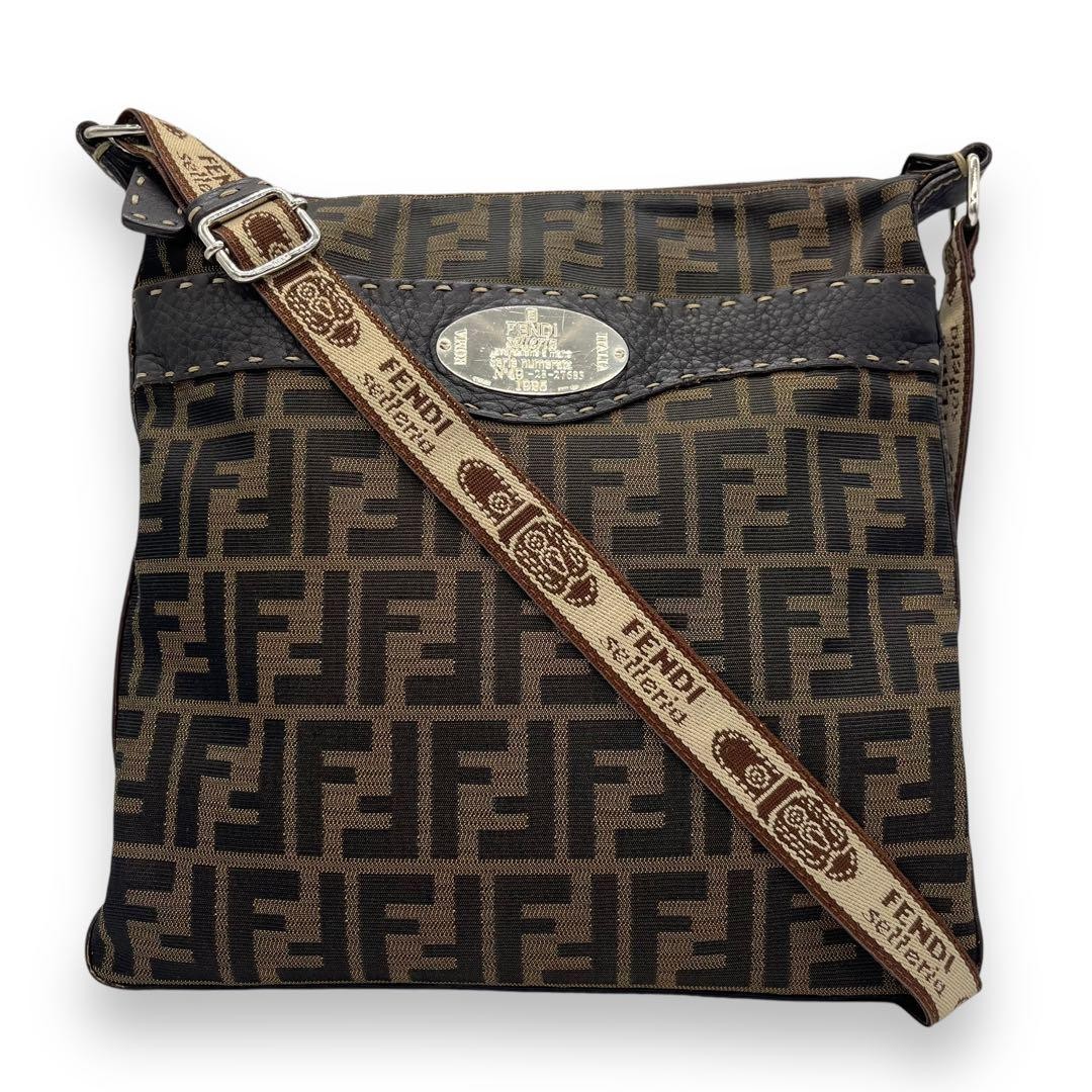 Fendi Zucca Pattern Celeria Logo Shoulder Bag Pre-Owned