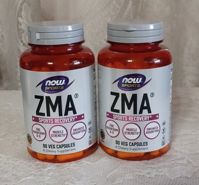 2 BOTTLES ~ NOW Sports ZMA 180 Sports Recovery Capsules Kosher Veg