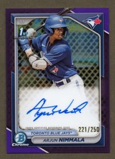 ARJUN NIMMALA 2024 Bowman Purple Auto 221/250 1st Auto Blue Jays CPA-AN
