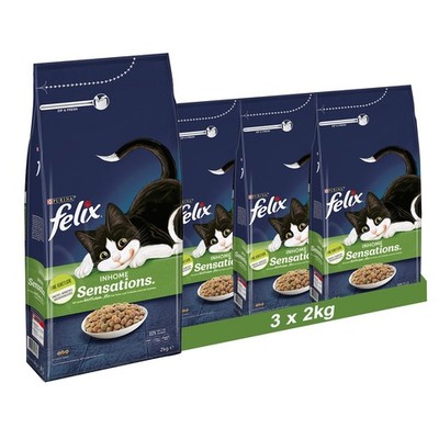 FELIX Inhome Sensations Katzenfutter trocken, Huhn & Gemüse (3 x 2kg)