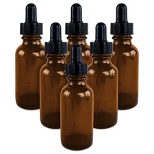 Super Z Outlet 1oz Glass Bottles with Glass Eye Dropper 6 Pack Cobalt Blue Brown