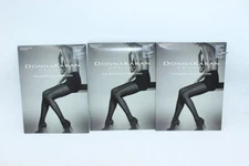 Donna Karan 0B198 Plus Petite Blak Opaque Satin Control Top Pantyhose Sandalfoot