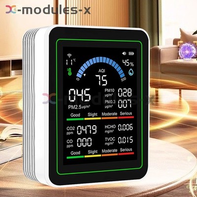 Tuya WiFi Air Quality Detector Temp PM0.3/1.0/2.5/10 TVOC HCHO Tester Type-c