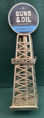 Guns & Oil American Lager Metal Oil Rig Derrick Texas 11'' Draft Beer Tap Handle