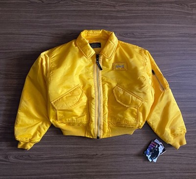 Vintage Schott NYC CWU-R Bomber Jacket In Yellow Made In USA 