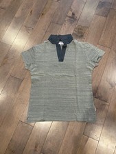 Orlebar Brown Men  s Polo Shirt Short Sleeve Medium Heathered Gray Navy Collar
