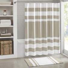 Madison Park Spa Waffle Shower Curtain 72"W x 72"L Pack of 1 , Stripe Taupe