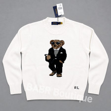 HOT POLO RALPH LAUREN Suit Bear Cotton Women Sweater White Women s Size M