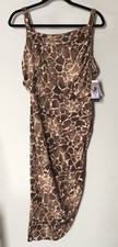 Sofia Vergara XL Animal Print Dress Ruched Soft Stretchy Comfy Assymetrical Hem