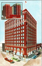 c1950s Des Moines, IA Savery Hotel Boss Art Illustration Advertising Chrome KG5