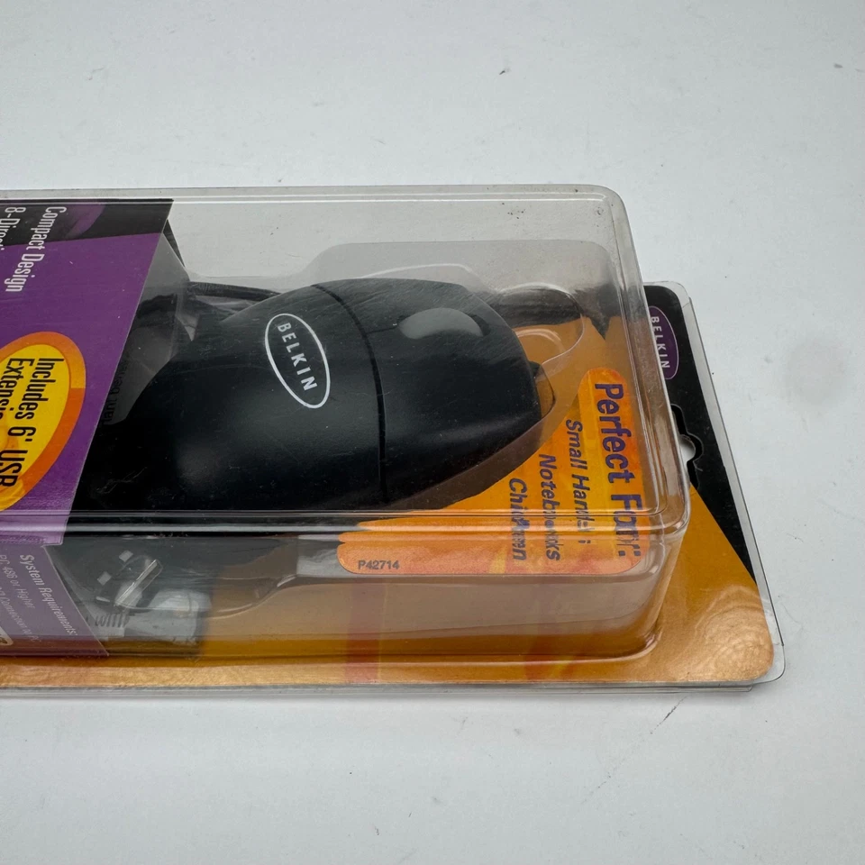 Belkin MiniScroller USB Optical Mouse F8E841-BLK-CBL New Sealed Small Hands - Image 3 of 4
