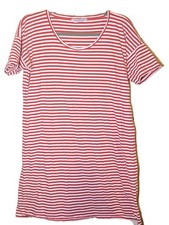 Everlane Women's Striped Red and White Short Sleeve Dress Size 6
