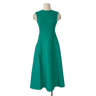 Rochas Paris Sleeveless Wool Blend Midi Dress A-Line Green 38 (US 2/XS)