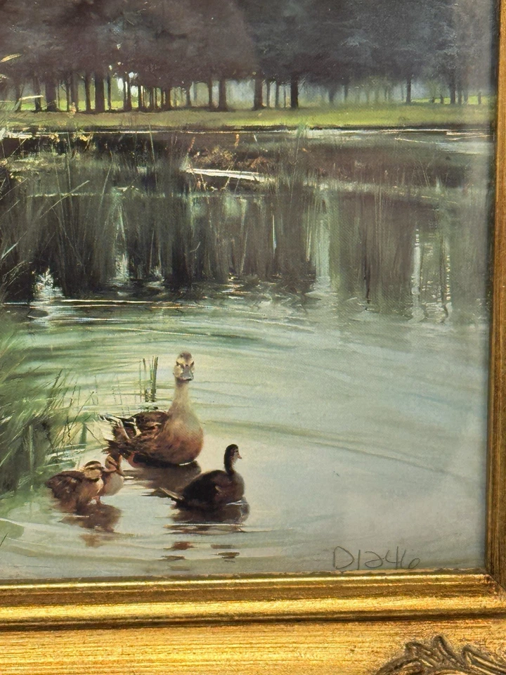 VTG Donald Zolan Morning Discovery  Ornate Gold Gilded Frame Lithograph 7”x 8.5” - Image 3 of 4