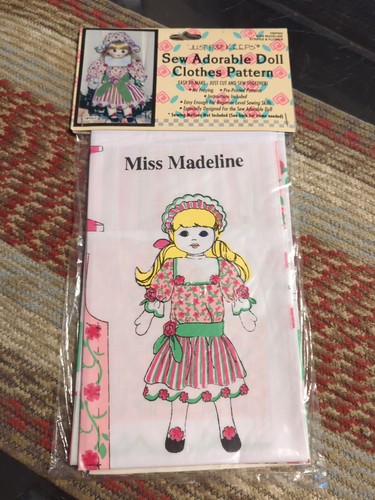 Vintage 1993 Sew Adorable Doll Clothes 5 Patterns cut & Sew Printed Cloth + Doll - Picture 11 of 14