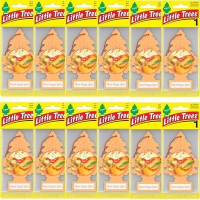 12 Pack Little Trees Peach Ginger Spritz Scent Air Fresheners for Car and Home