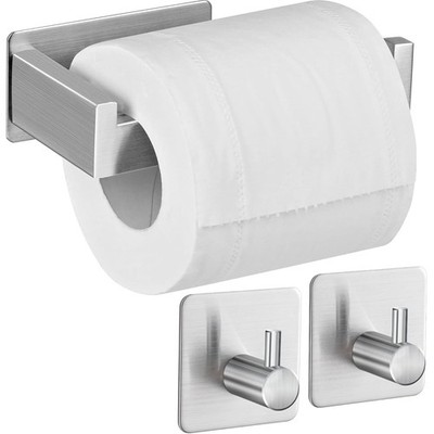 Toilet Paper Holder No Drilling Self-Adhesive Toilet Roll Holder Stainless St...