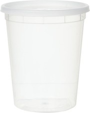 Plastic Soup Food Container W/ Lids 12 32 oz 12 Pack Clear