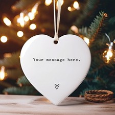 Personalized Heart Christmas Ornament Custom Message Ceramic Keepsake