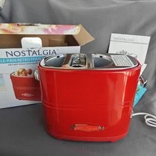 Nostalgia Retro Pop-Up Hot Dog Toaster  Red Toasts Sausage Brats Dogs and Buns
