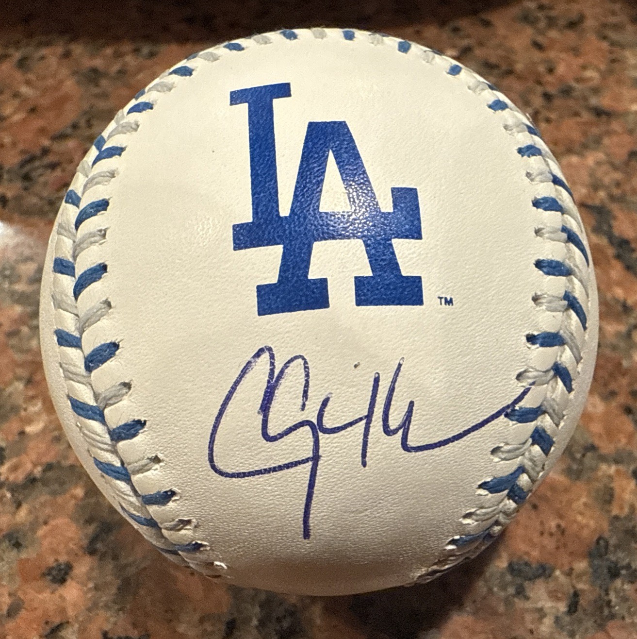 Clayton Kershaw Autographed Signed Los Angeles Dodgers BALL TRAM STITCH LOGO OFFICIAL MLB LA DODGERS PSA/DNA 