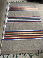 Vintage Traditional Handmade Mexican Serape Wool Multicolor Blanket Kilim 4  x7  