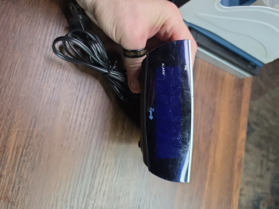 Equity 75903 Blue LED DigitaL Alarm Clock. SOME SURFACES SCRATCHES *SEE PHOTOS* - Image 2 of 4